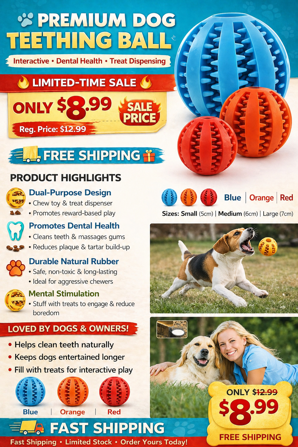 Healthy Teeth Dog Treat Ball – Interactive Dental Chew Toy for Clean Teeth & Happy Dogs