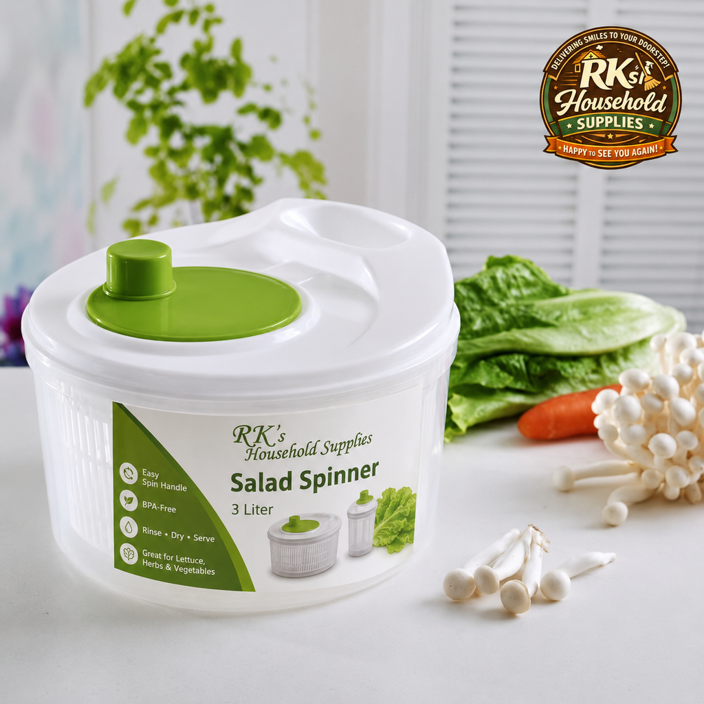 Salad Spinner – Wash, Spin & Dry Lettuce, Salad Greens, Fruits, Herbs & Vegetables, 3 Liter Basket