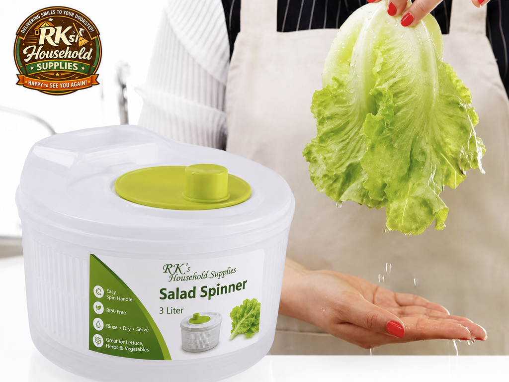 Salad Spinner – Wash, Spin & Dry Lettuce, Salad Greens, Fruits, Herbs & Vegetables, 3 Liter Basket