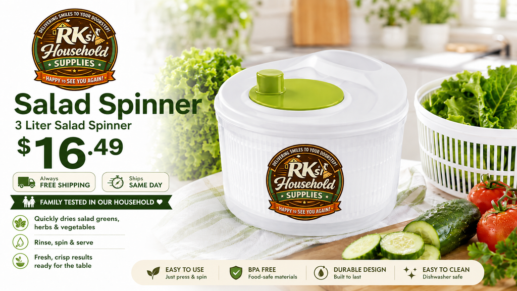 Salad Spinner – Wash, Spin & Dry Lettuce, Salad Greens, Fruits, Herbs & Vegetables, 3 Liter Basket
