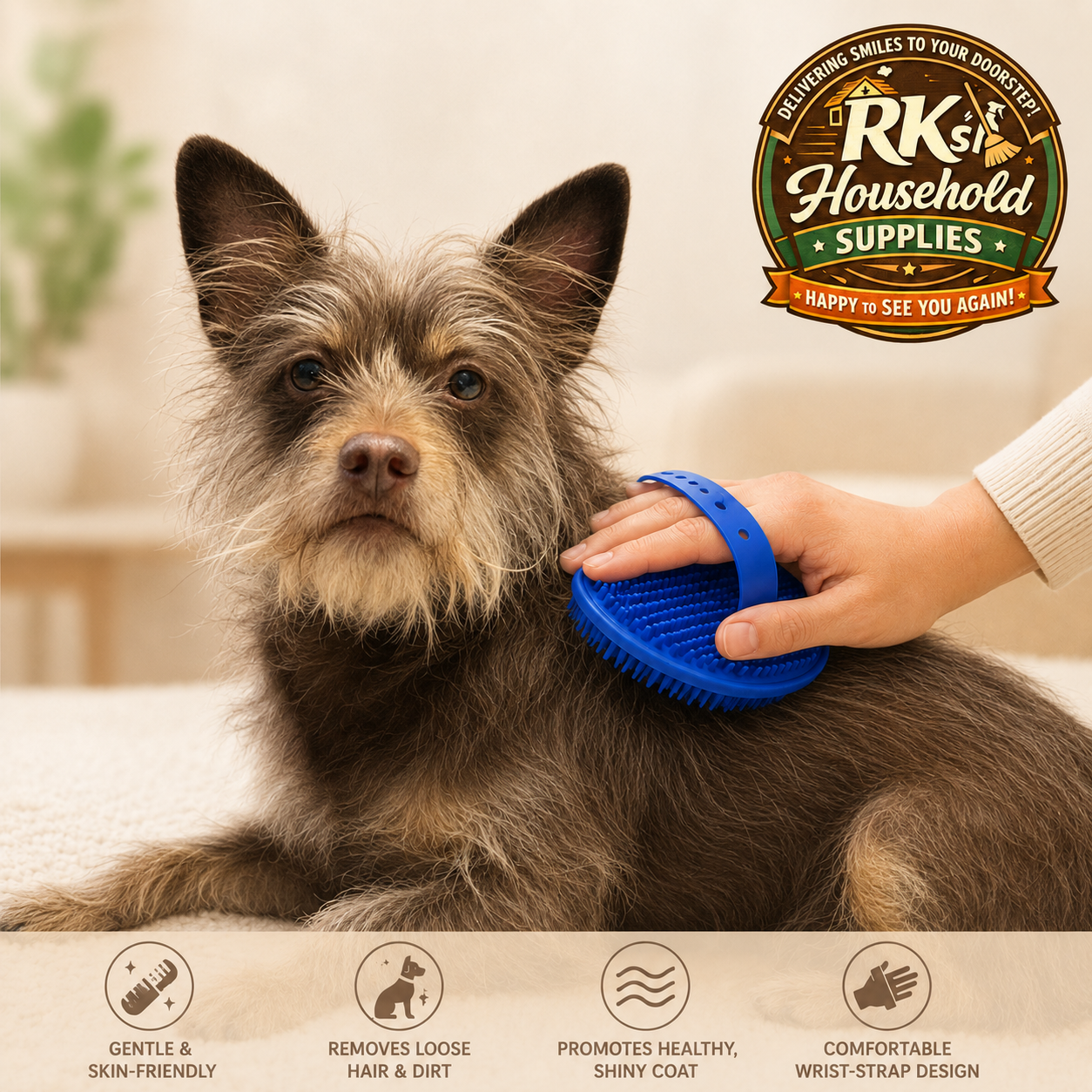 Pet Safe Silicone Bath & Grooming Brush for Dogs & Cats – Gentle, Adjustable & Durable