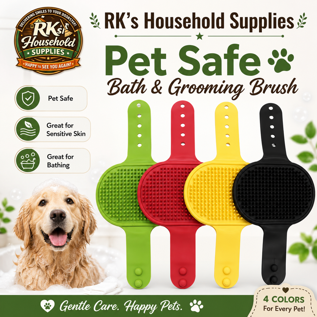 Pet Safe Silicone Bath & Grooming Brush for Dogs & Cats – Gentle, Adjustable & Durable