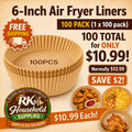 6-Inch Air Fryer Liners, 100 Pack – Disposable Paper Liners for Small & Medium Air Fryers