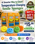 Temperature-Changing Smile Sponges – Buy 2, Get 1 Free | 3 x 3-Packs (9 Total Sponges) | $15.98 with Free Shipping