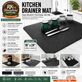 16” x 24” Non-Slip Kitchen Drainer Mat | Super Absorbent Fast-Drying Countertop Dish Drying Mat