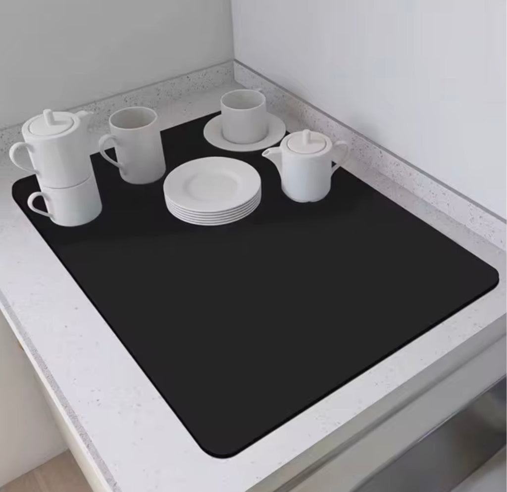 16” x 24” Non-Slip Kitchen Drainer Mat | Super Absorbent Fast-Drying Countertop Dish Drying Mat