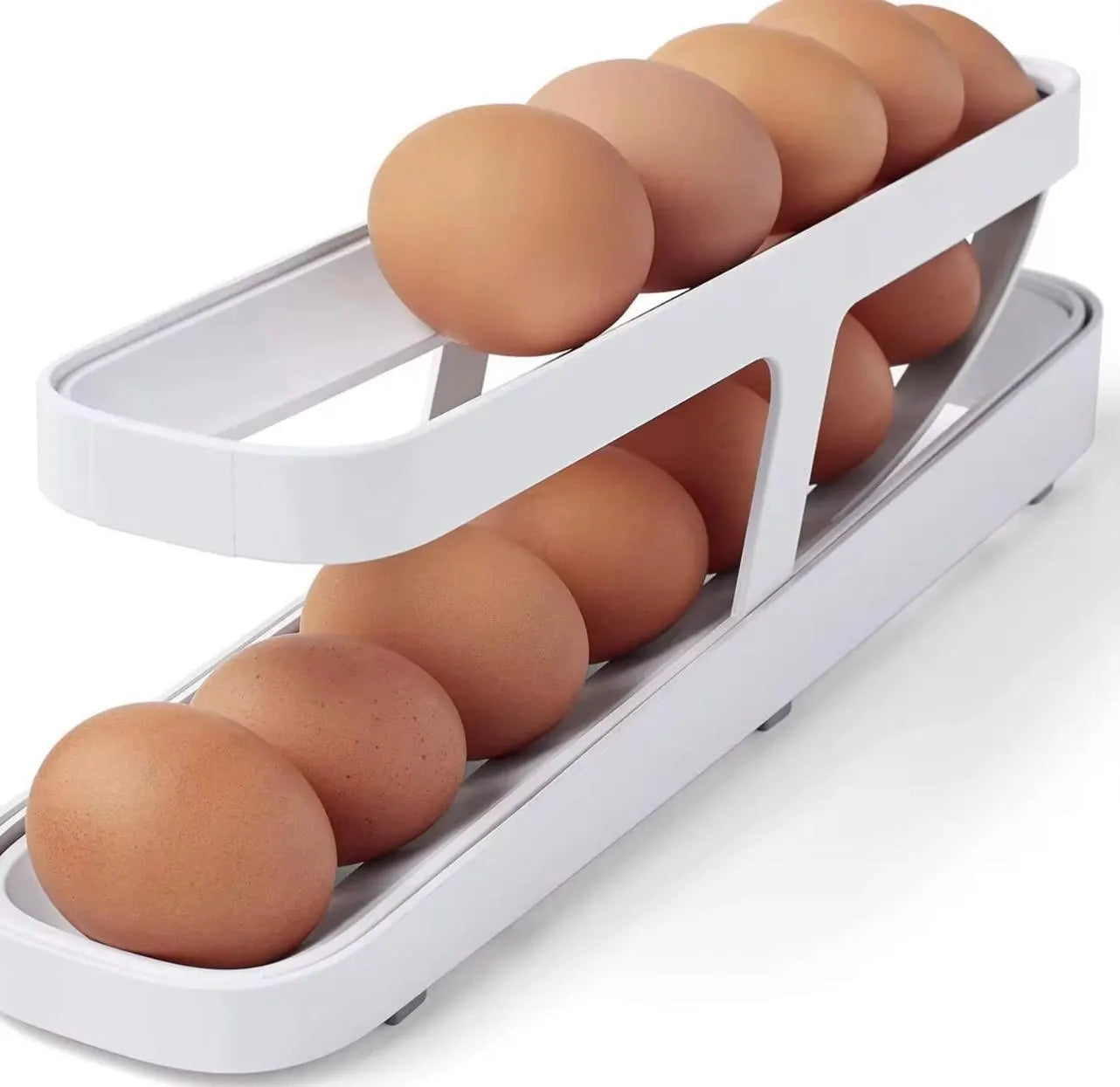 Gravity-Fed Rolling Egg Dispenser – Space-Saving Refrigerator Organizer (12 Egg Capacity)