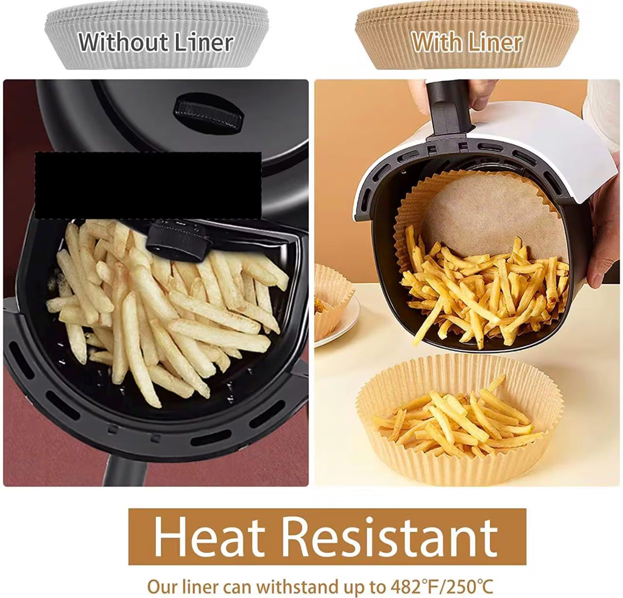 6-Inch Air Fryer Liners, 100 Pack – Disposable Paper Liners for Small & Medium Air Fryers