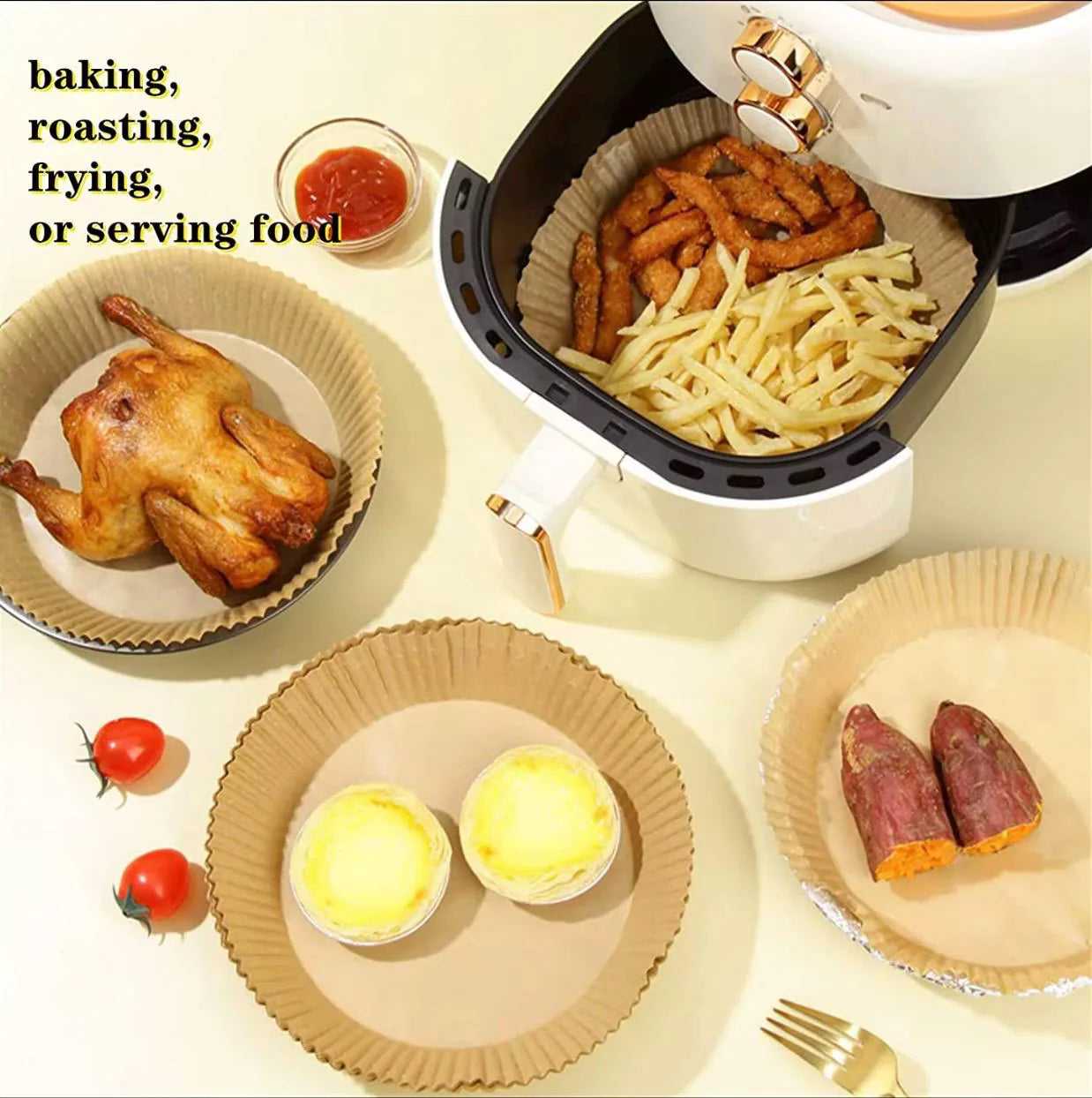 8-Inch Air Fryer Liners – 300 Count Value Pack (3 x 100) | Non-Stick Disposable Parchment Liners | Buy 2 Get 1 Free – Only $25.99