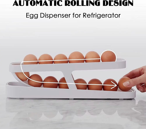 2 Pack Gravity-Fed Rolling Egg Dispenser – Space-Saving Refrigerator Organizer (24 Egg Capacity)