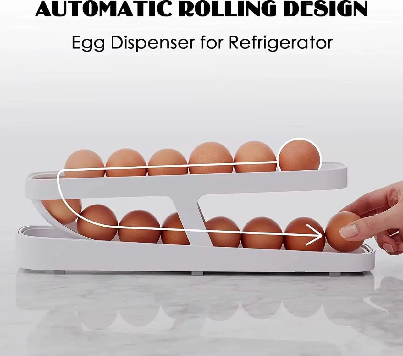 Gravity-Fed Rolling Egg Dispenser – Space-Saving Refrigerator Organizer (12 Egg Capacity)