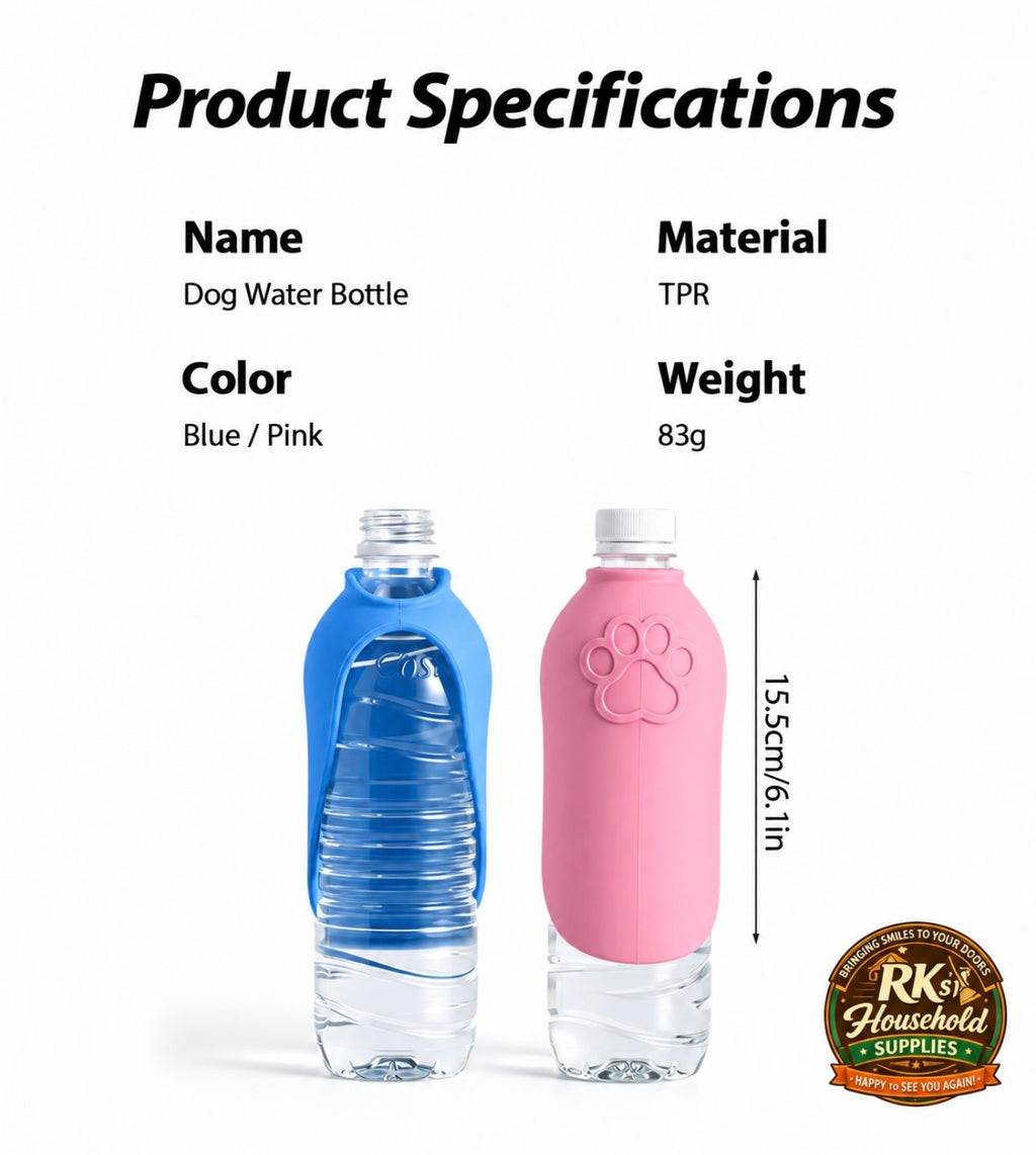 Pet water dispenser specifications: TPR material, 83 g, 15.5 cm / 6.1 in, Blue and Pink