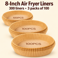 8-inch air fryer liners — 300 liners in three packs of 100